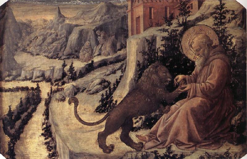 Fra Filippo Lippi St Jerome and the Lion Sweden oil painting art